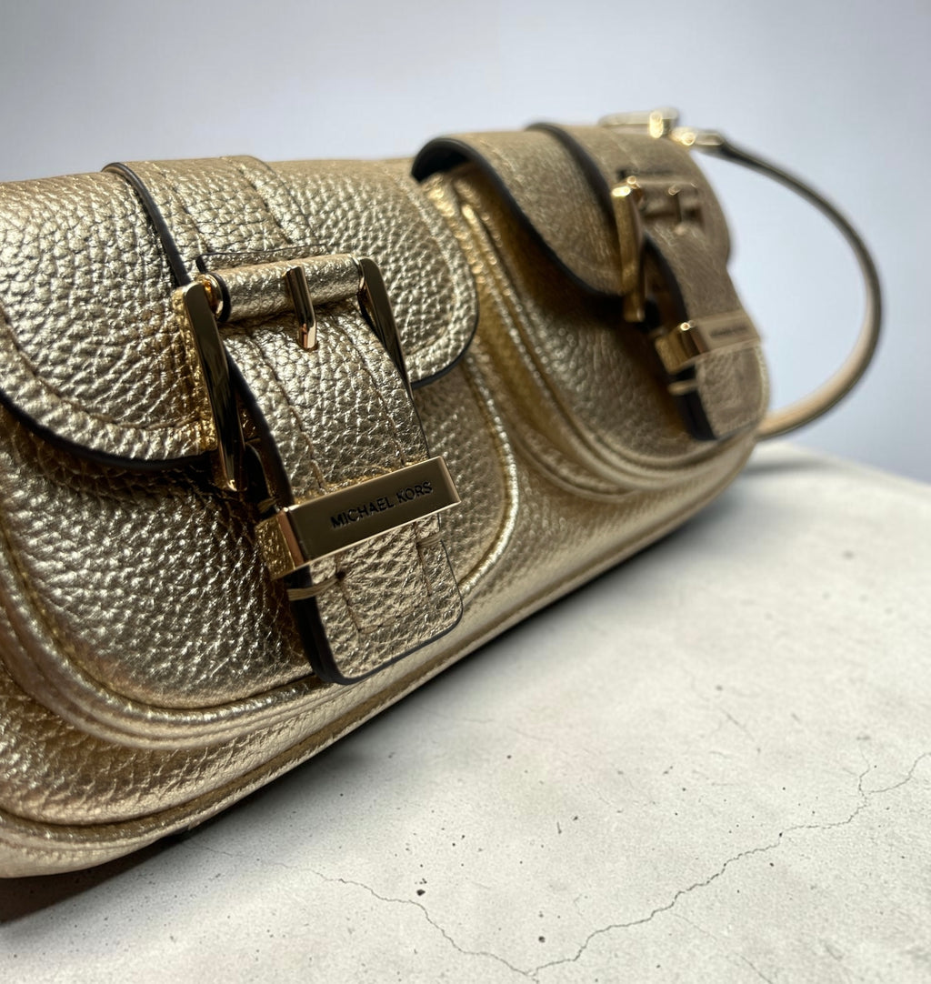 MICHAEL KORS Zoe Pouchette – Metaliczna Torebka na Ramię, Złota