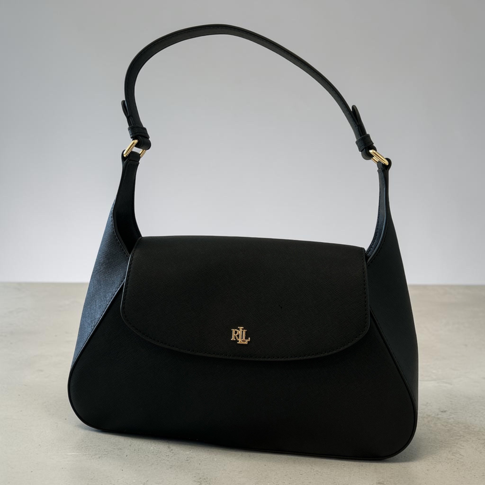 Lauren Ralph Lauren Schylar Medium Shoulder Bag – Czarna Skórzana Torebka na Ramię