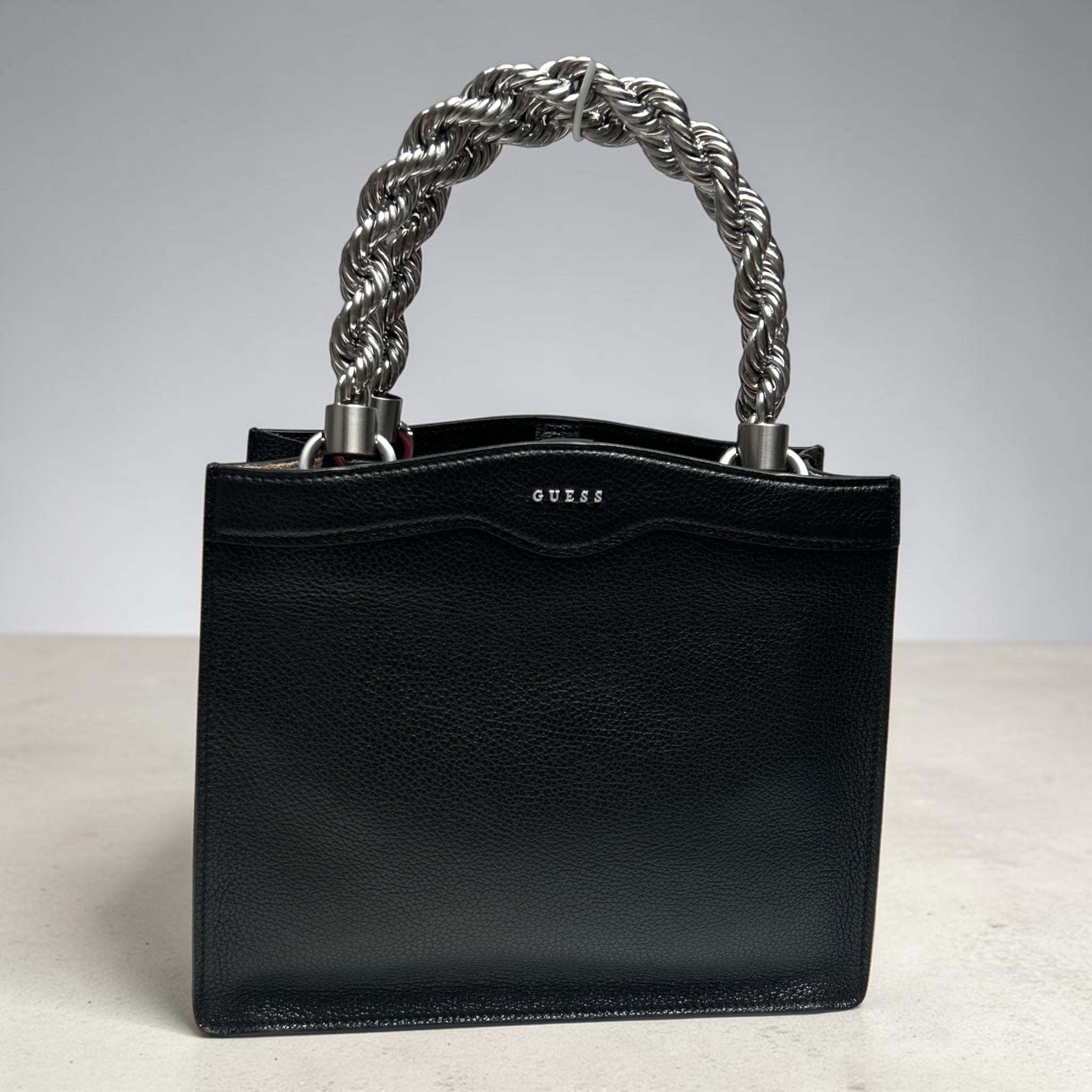 GUESS Aida Leather Handbag – Luksusowa Czarna Torebka ze Skóry Naturalnej