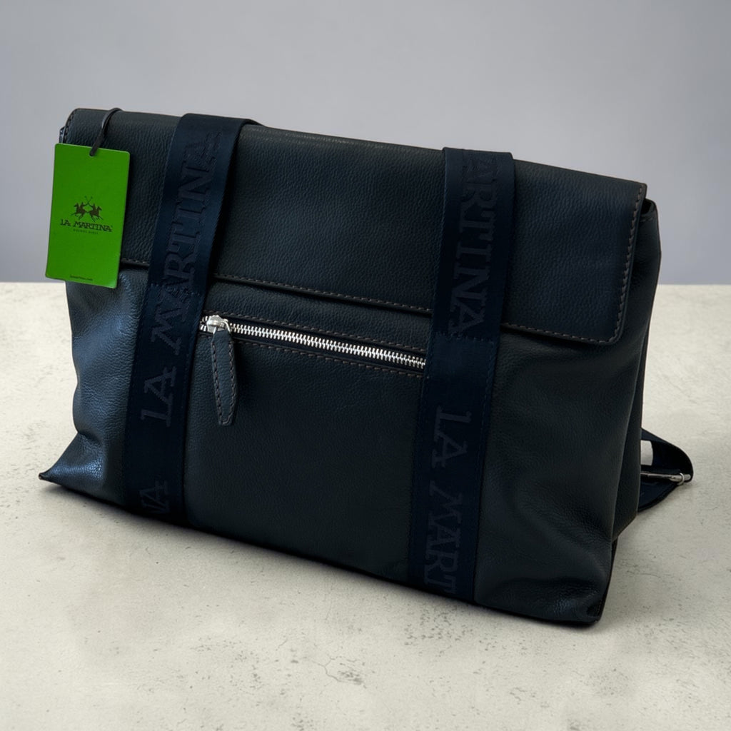 La Martina Nobleza Navy Leather Messenger Bag – Luksusowa Skórzana Torba Męska na Ramię