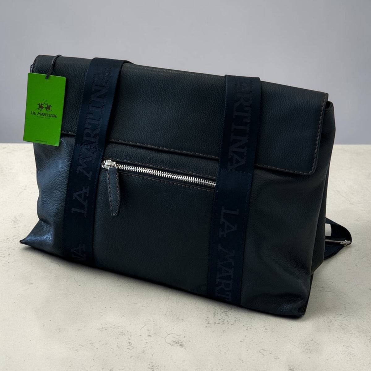 La Martina Nobleza Navy Leather Messenger Bag – Luksusowa Skórzana Torba Męska na Ramię