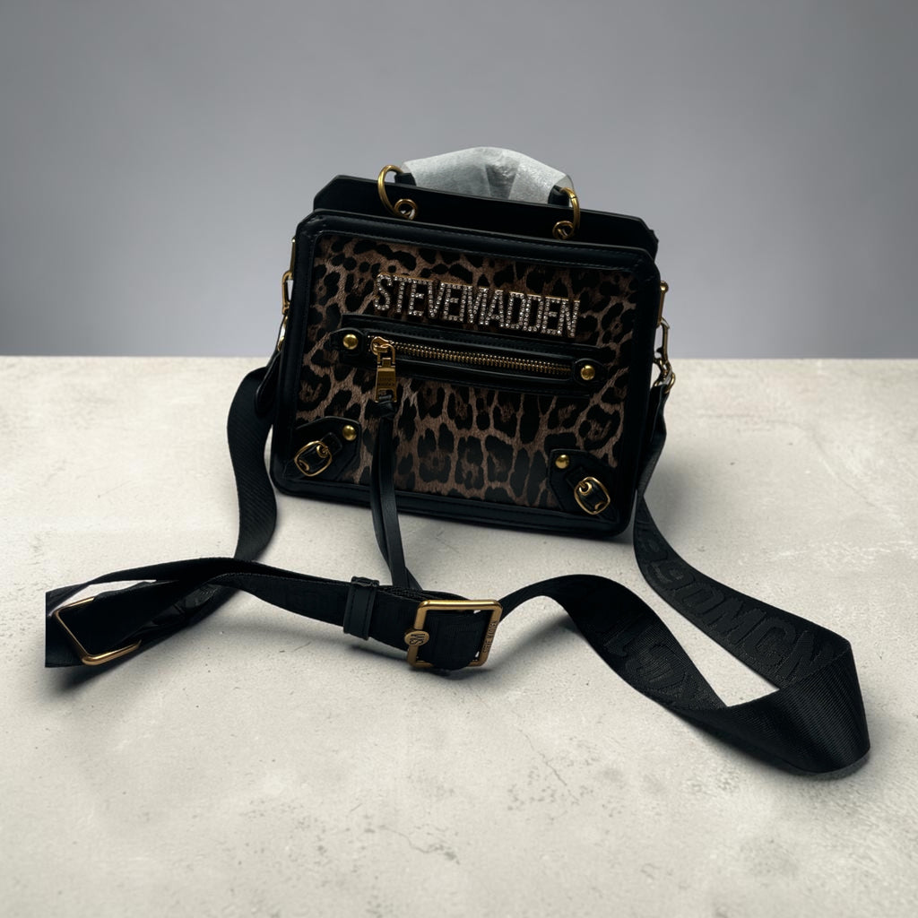 Steve Madden Bevelyn Box Tote Satchel – Brown Leopard