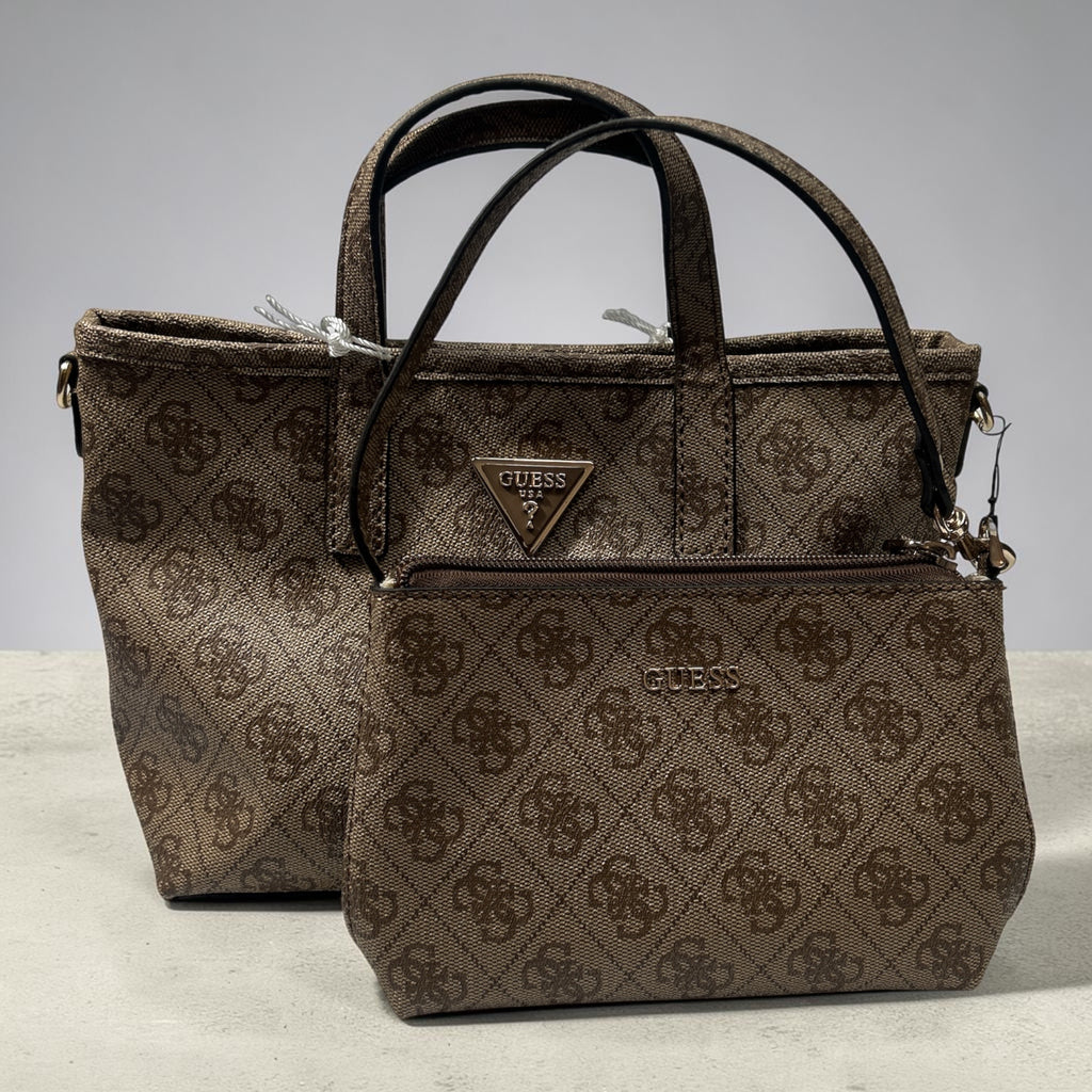 Torebka GUESS Latona Mini Tote Set – Latte/Brown
