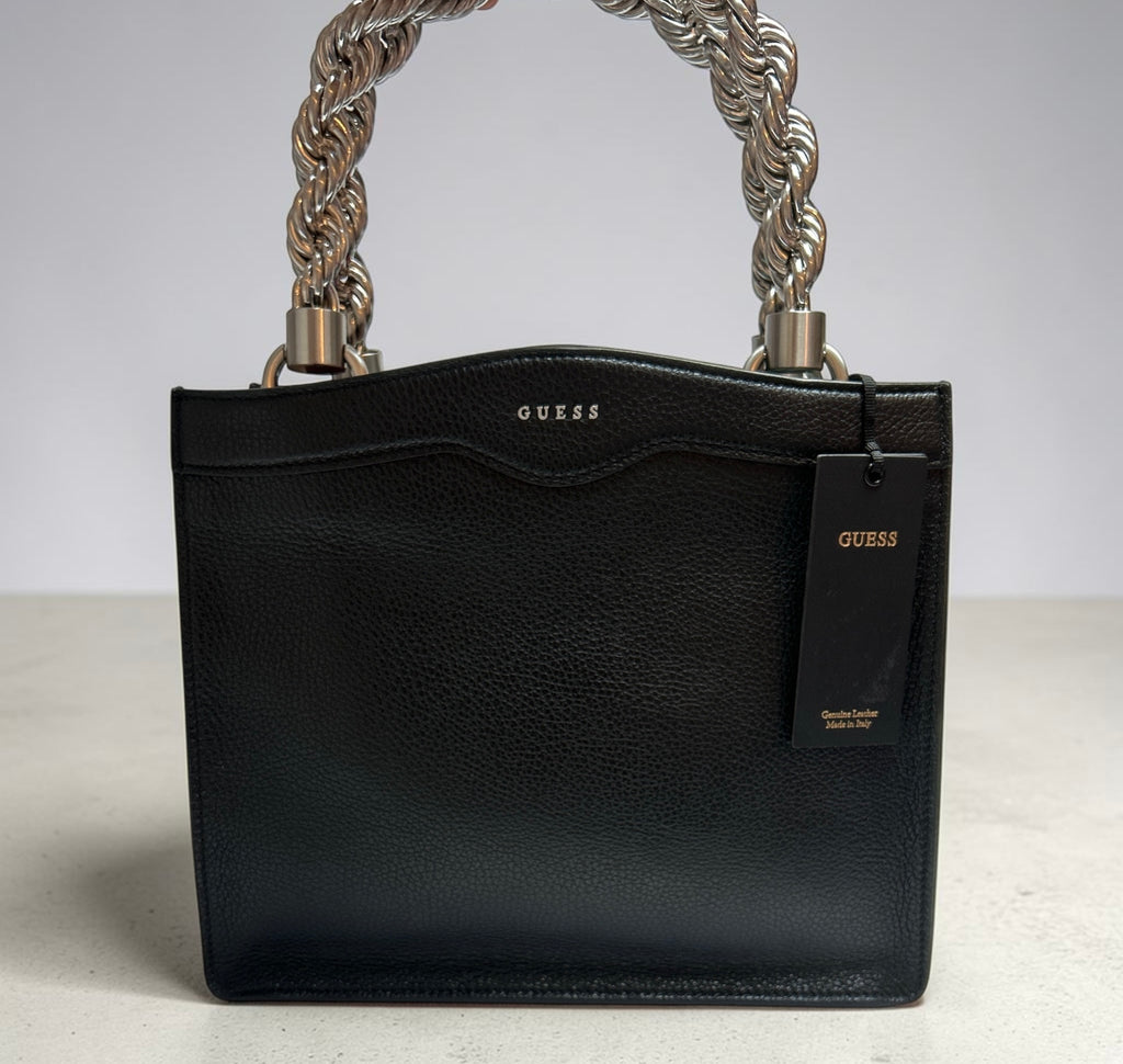 GUESS Aida Leather Handbag – Luksusowa Czarna Torebka ze Skóry Naturalnej