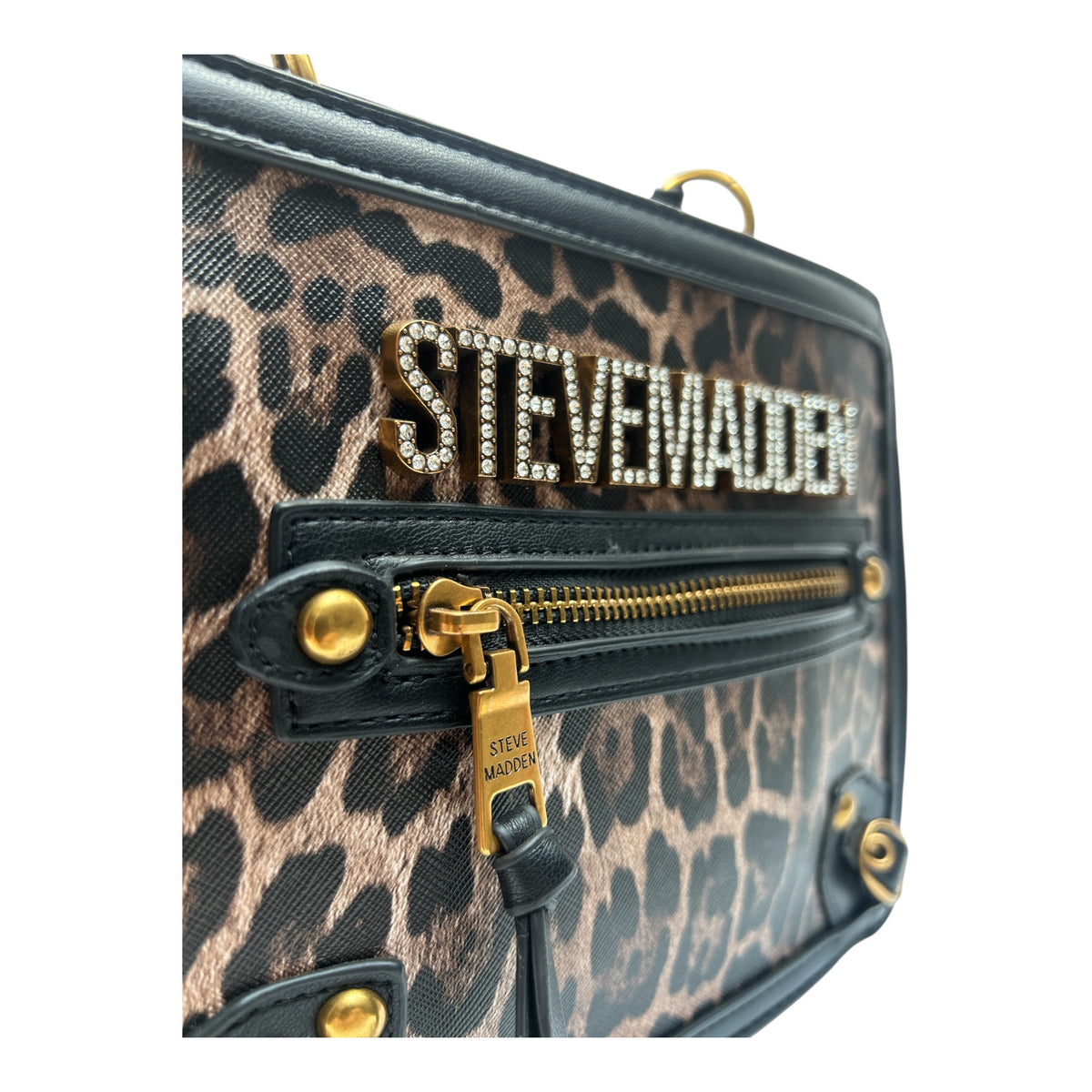Steve Madden Bevelyn Box Tote Satchel – Brown Leopard